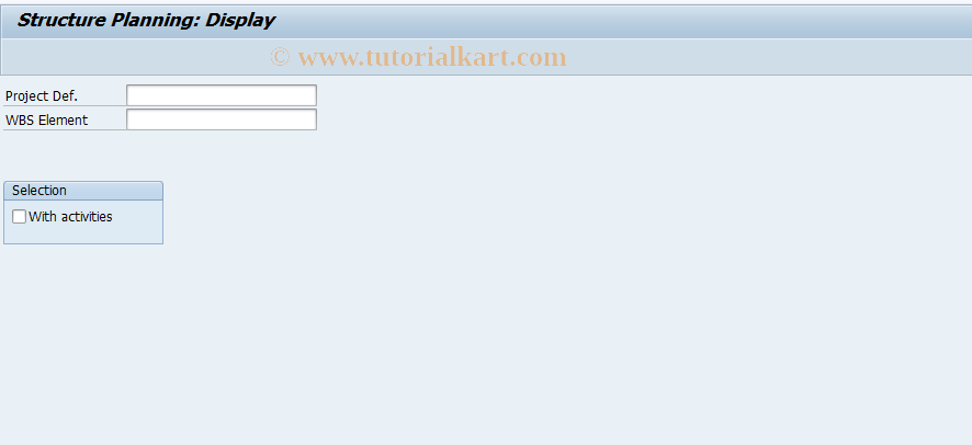 SAP TCode CJ2A - Display structure planning