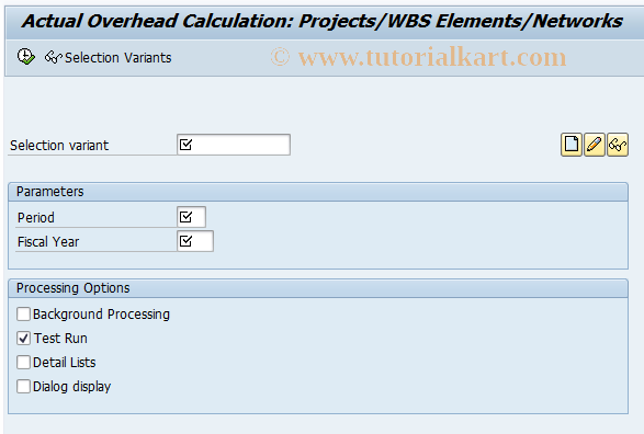 SAP TCode CJ45 -  Actual ovhd: Projects, collective process