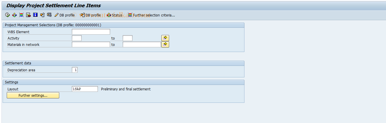 SAP TCode CJ70 - Maintain Project Settlement LIs