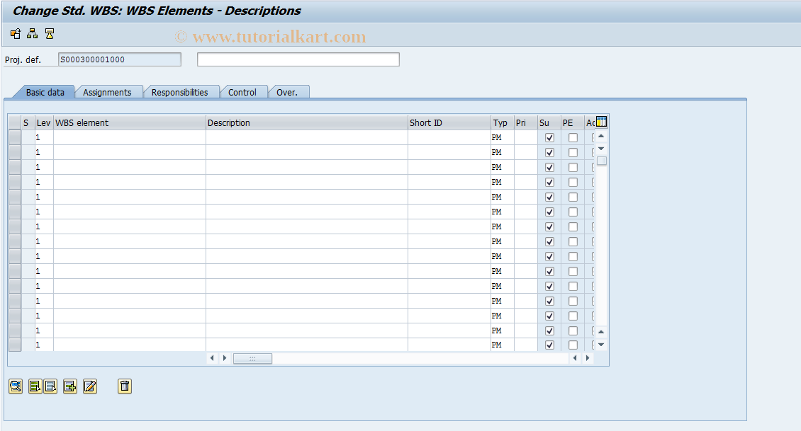 SAP TCode CJ92 - Change Standard WBS