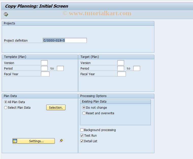 SAP TCode CJ9BS - Copy WBS Plan to Plan ( Individual )