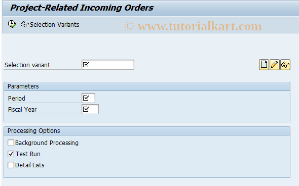 SAP TCode CJA1 -  Project Relative Order Receipts: Collective Procurement 