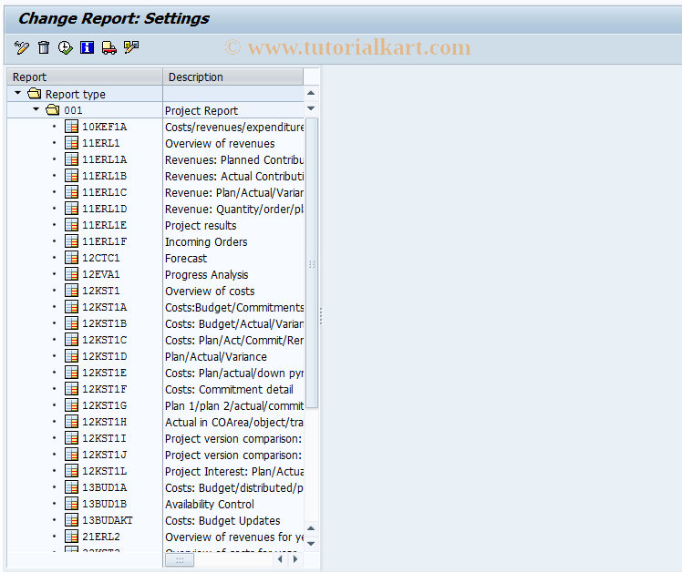 SAP TCode CJE2 - Change Hierarchy Report