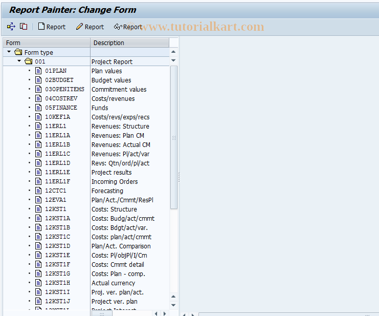 SAP TCode CJE5 - Change Project Report Layout