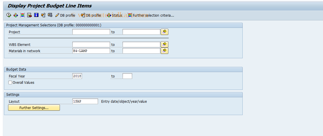 SAP TCode CJI1 - Project Budget Line Items