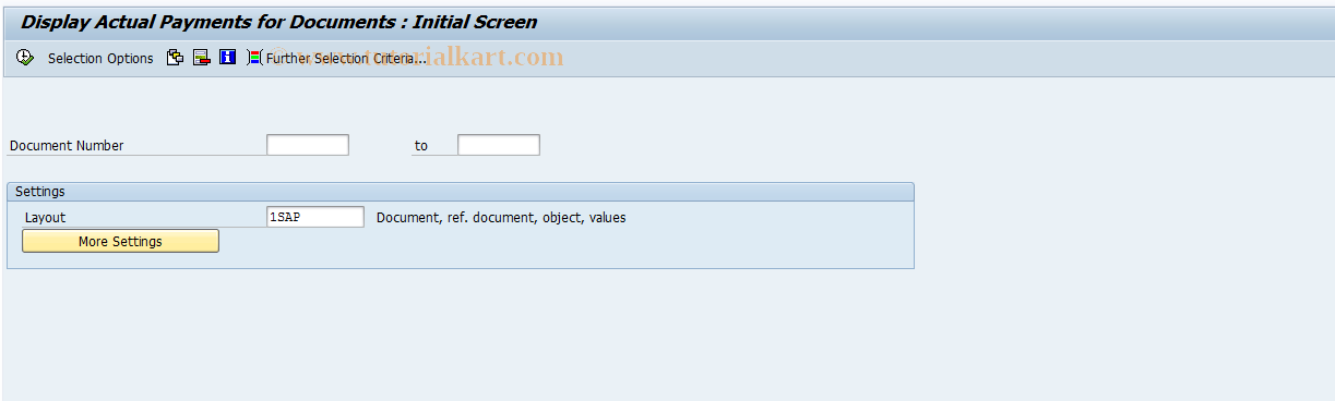 SAP TCode CJIG - Display PS Cash Documents
