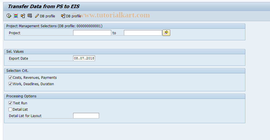 SAP TCode CJSA - Data Transfer to SAP-EIS