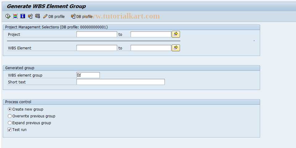 SAP TCode CJSG - Generate WBS Element Group