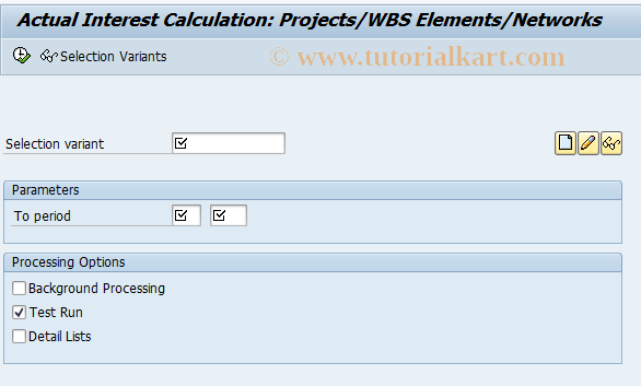 SAP TCode CJZ1 -  Actual Int Calc.: Projects Collective Procurement 