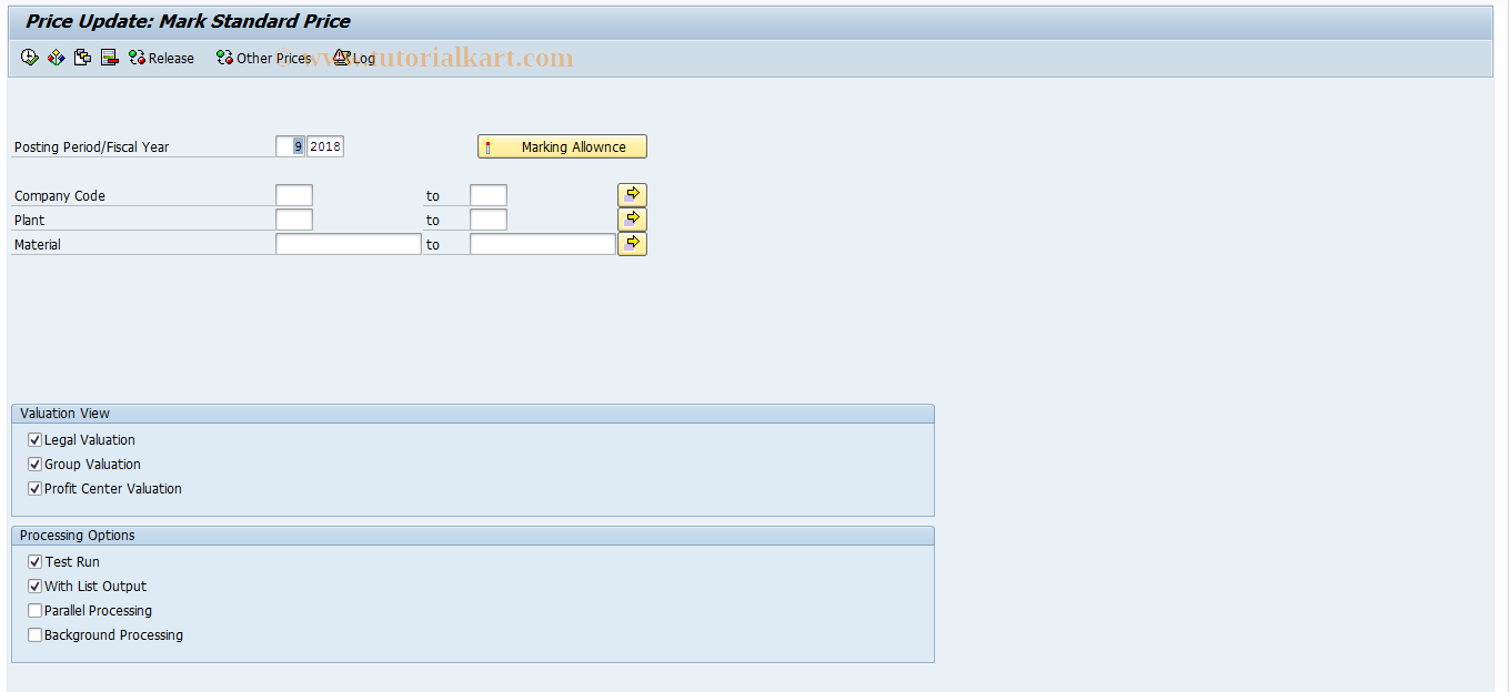 SAP TCode CK24 - Price Update with Cost Estimate