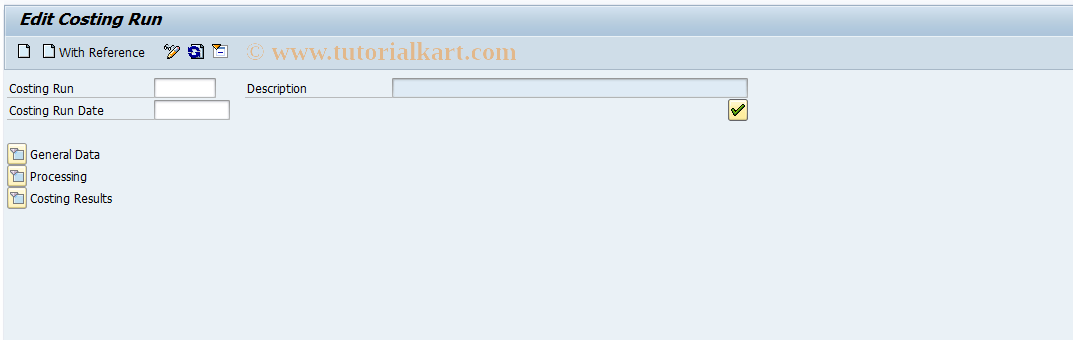 SAP TCode CK40N - Edit Costing Run
