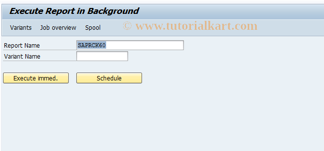 SAP TCode CK61 - CK Batch Processing