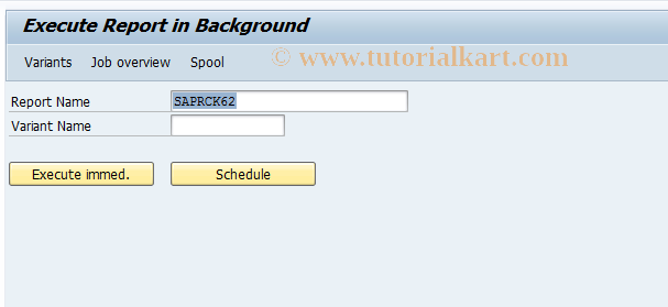 SAP TCode CK63 - CK Batch Processing