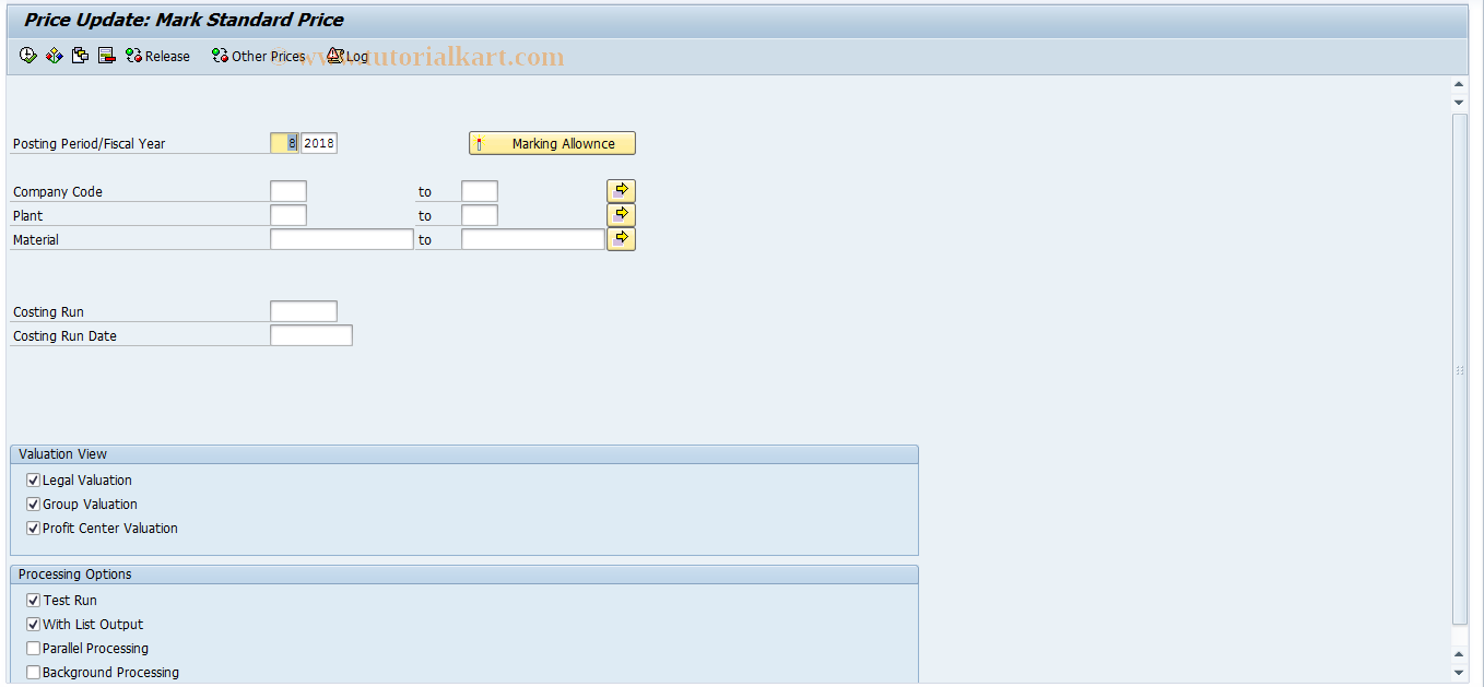 SAP TCode CK66 - Mark Run for Release