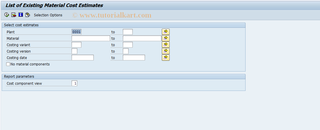 SAP TCode CK82 - Select Cost Estimates