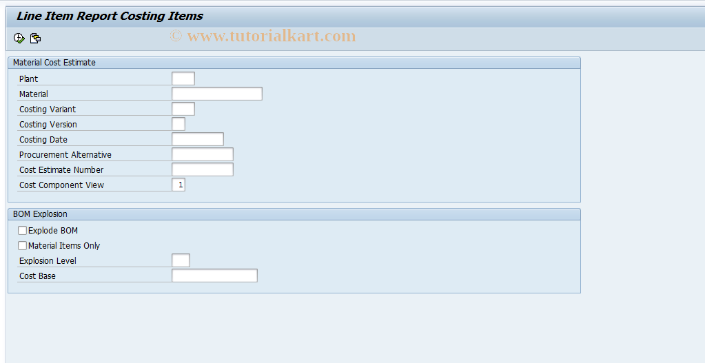 SAP TCode CK84 - Line Items in Cost Est for Product