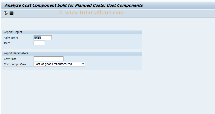 SAP TCode CK89_99 - Sales Document: Cost Components