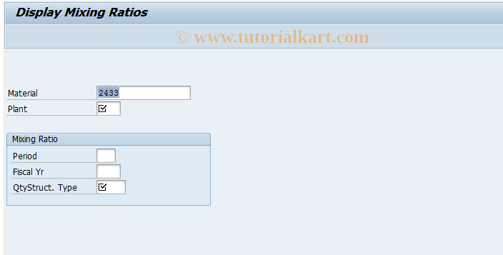 SAP TCode CK95 - Display Mixing Ratios