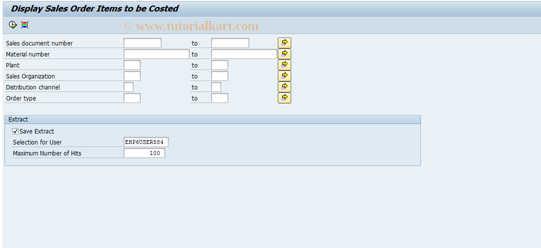 SAP TCode CKAPP03 - Sales Order Item to be Costed