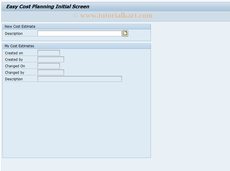 SAP TCode CKECP1 - Easy Cost Planning: Central Access