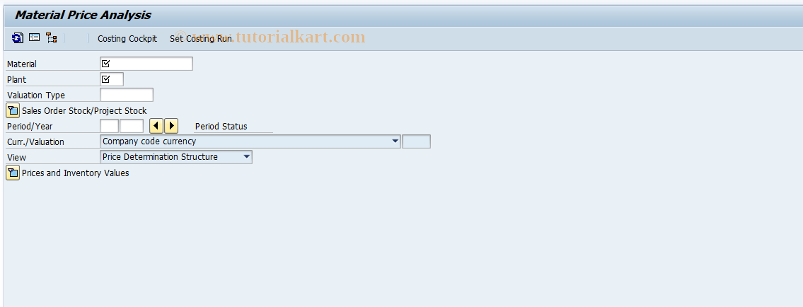 SAP TCode CKM3 - Material Price Analysis