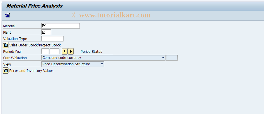 SAP TCode CKM3N - Material Price Analysis