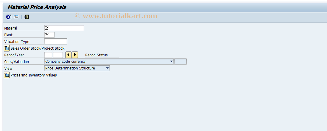 SAP TCode CKM3OLD - Material Price Analysis