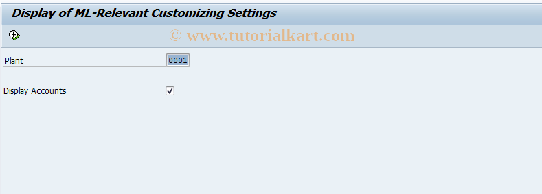 SAP TCode CKM9 - Show Customizing Settings for Plant