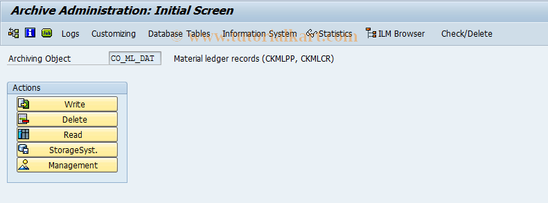 SAP TCode CKMARCHDAT - Archive Period Records
