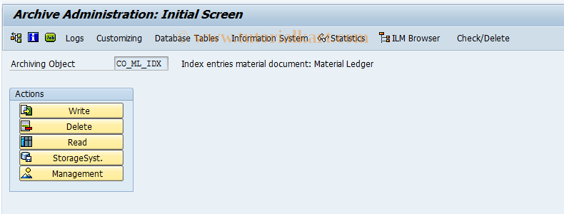 SAP TCode CKMARCHIDX - Archive Index Entries