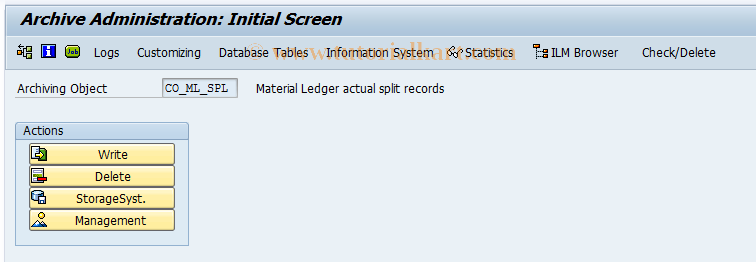 SAP TCode CKMARCHSPL - Archiving Actl Cost Comp. Split Recs