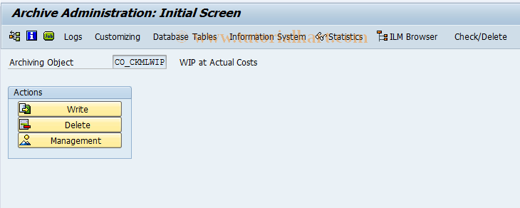 SAP TCode CKMARCHWIP - Archive WIP for Actual Costs