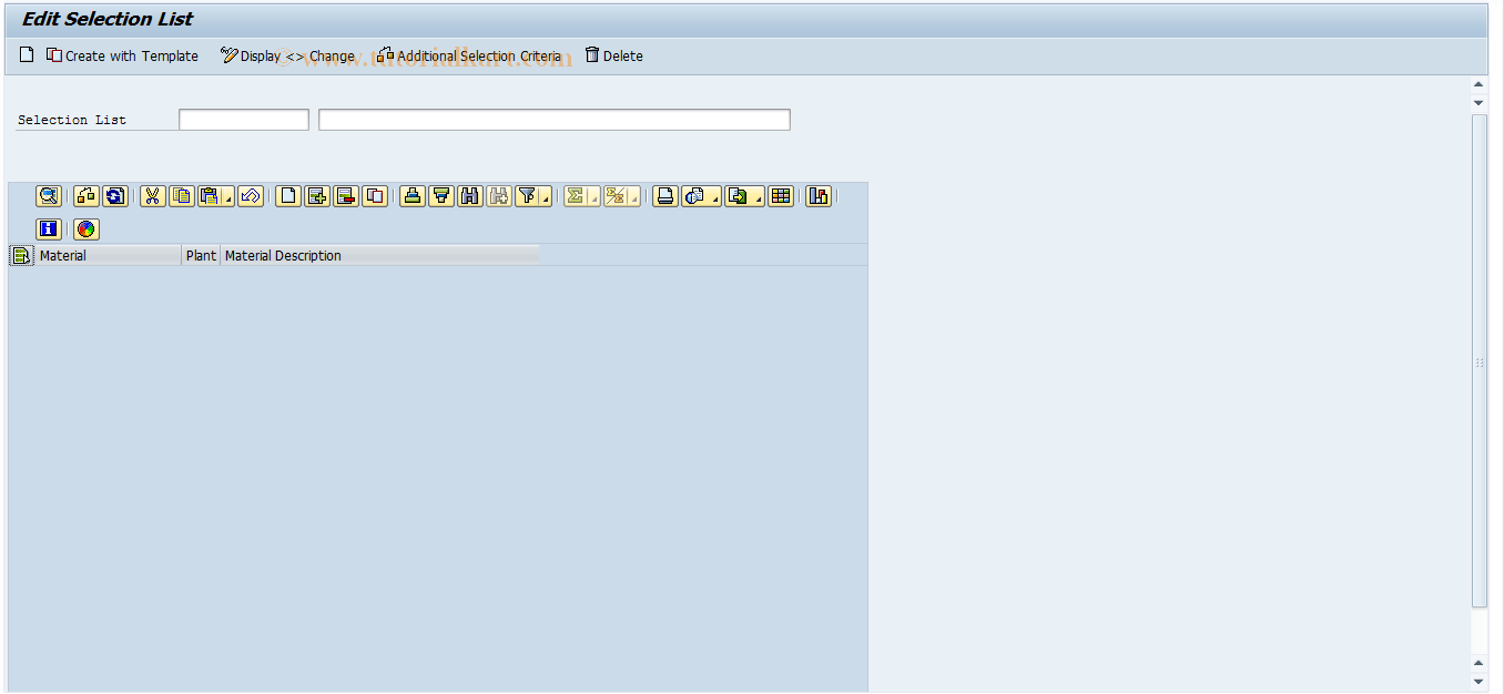 SAP TCode CKMATCON - Selection List Maintenance Dialog
