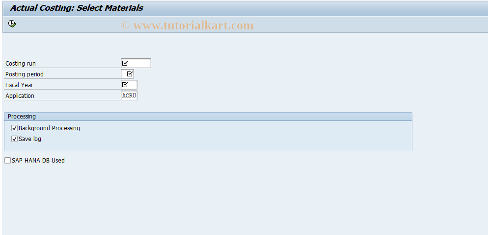 SAP TCode CKMB_RUN - Create Basic List for Costing Run