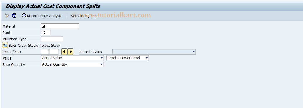 SAP TCode CKMCCD - ManChang: Display Actual CC Split