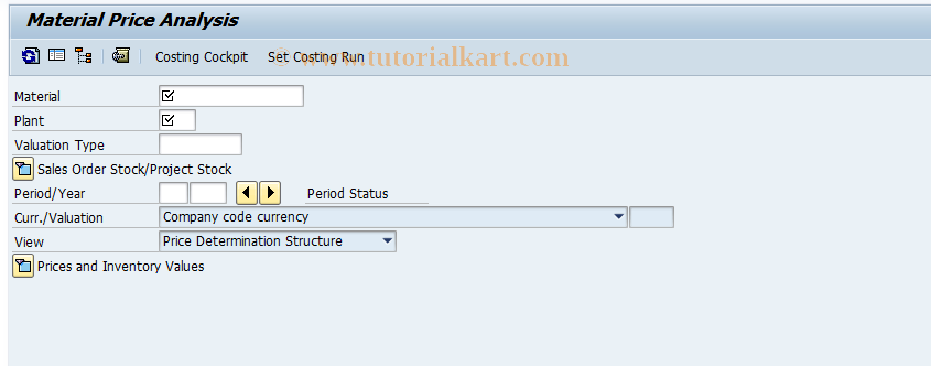 SAP TCode CKMCCS - Display Actual Cost Component Split