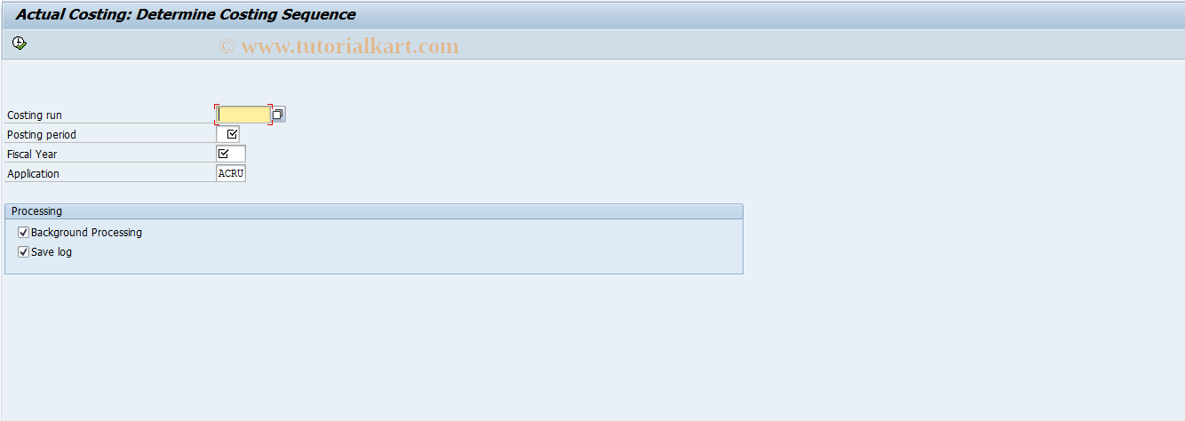 SAP TCode CKMC_RUN - Set Costing Sequence