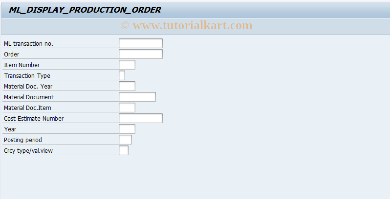 SAP TCode CKMDISPPOH - Technical View of Order Development