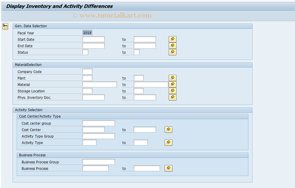 SAP TCode CKMDUVSHOW - Display Inventory and Activity Difference