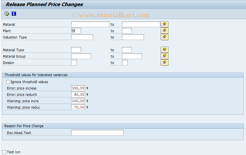 SAP TCode CKME - Activation of Planned Prices