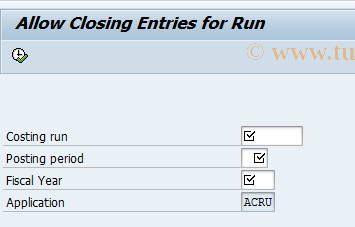 SAP TCode CKMG_RUN - Allow Closing Entries for Run