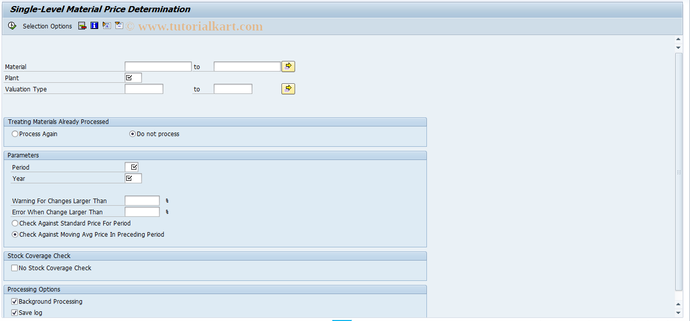 SAP TCode CKMH - Single-Level Price Determination