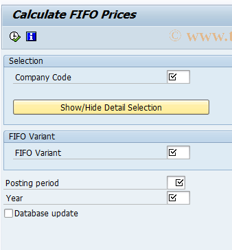 SAP TCode CKMLBB_FIFO_CALCULAT - Calculate FIFO Prices