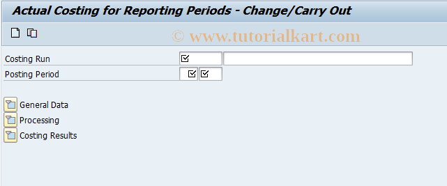 SAP TCode CKMLCPW - Actual Costing for Reporting Periods