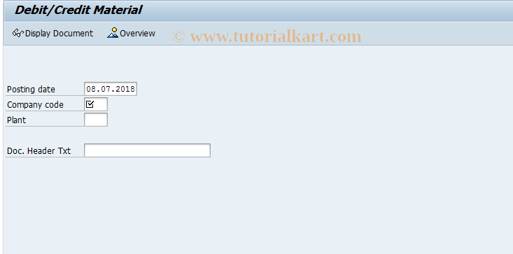 SAP TCode CKMLDM - Debit or Credit Material
