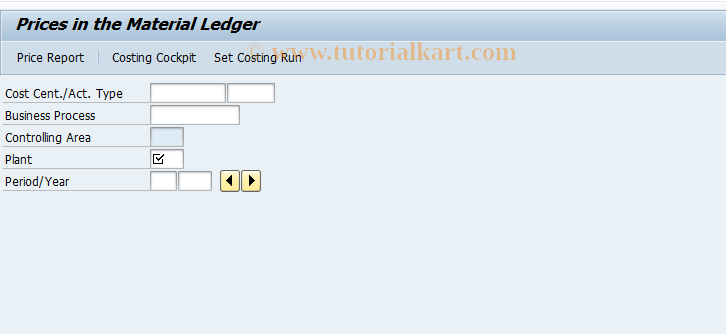 SAP TCode CKMLLASHOW - Display Activity Prices