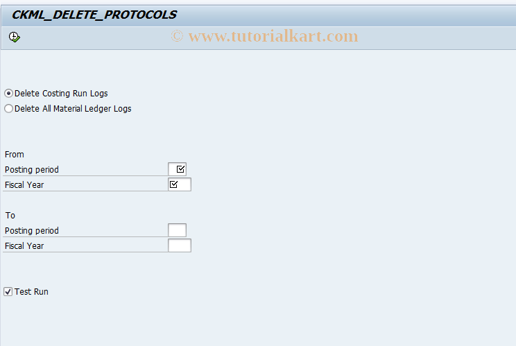 SAP TCode CKMLPROT - Delete Logs