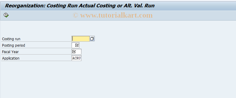 SAP TCode CKMLRUNREORG - Reorganization of Costing Runs