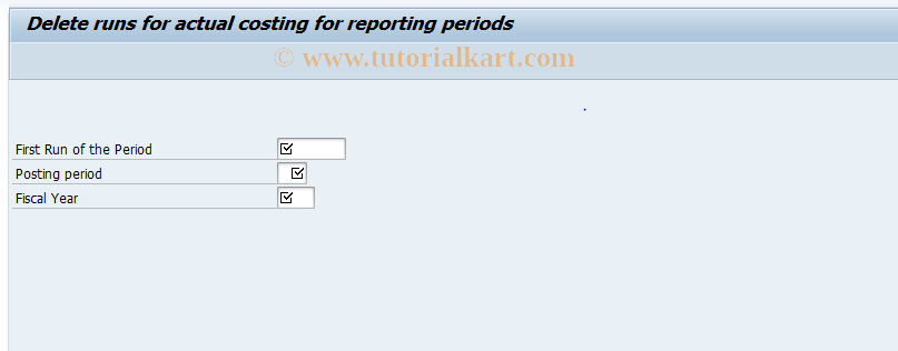 SAP TCode CKMLRUNWDEL - Delete Runs for Weekly Actual Costing