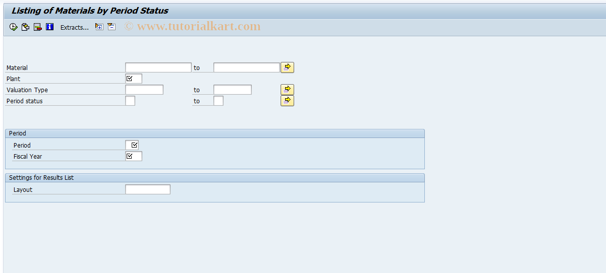 SAP TCode CKMLSTATUS - Materials by Period Status